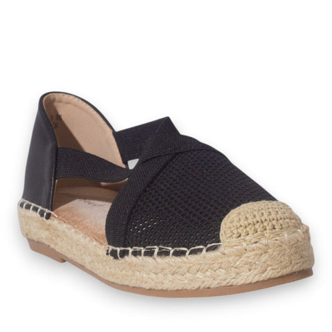 Europeon Union Women Black Cloth Wedges #5244