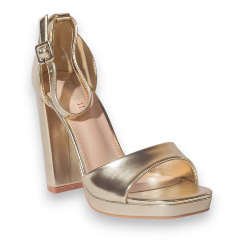 Europeon Union Women Gold Leather Heels #5245
