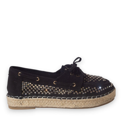 Europeon Union Women Black Chamois Espadrilles #5246