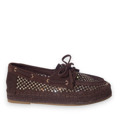 Europeon Union Women Brown Chamois Espadrilles #5247