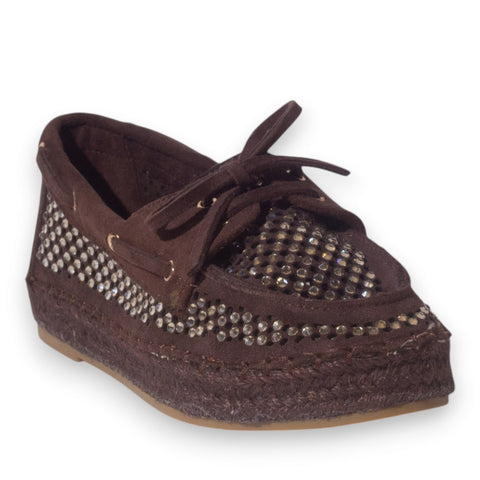 Europeon Union Women Brown Chamois Espadrilles #5247
