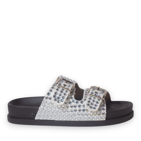 Europeon Union Women White Glitter Slipper #5255