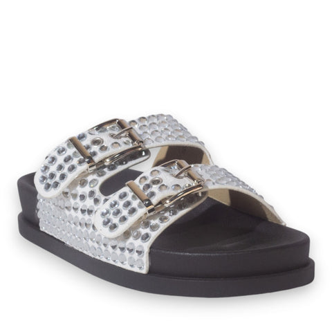 Europeon Union Women White Glitter Slipper #5255