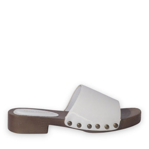 Europeon Union Women White Vernis Leather Slipper #5256