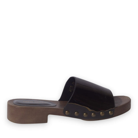 Europeon Union Women Brown Vernis Leather Slipper #5257
