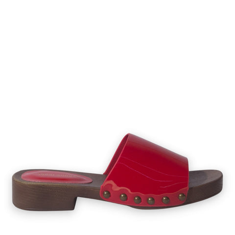 Europeon Union Women Red Vernis Leather Slipper #5259