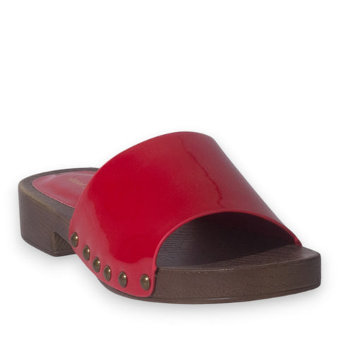 Europeon Union Women Red Vernis Leather Slipper #5259
