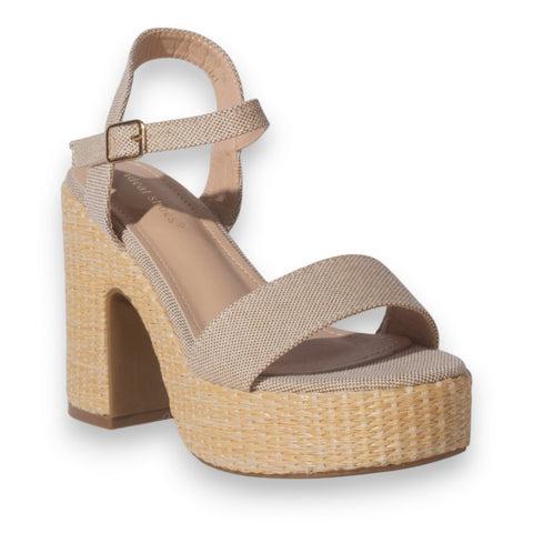 Europeon Union Women Beige Cloth Wedges #5260