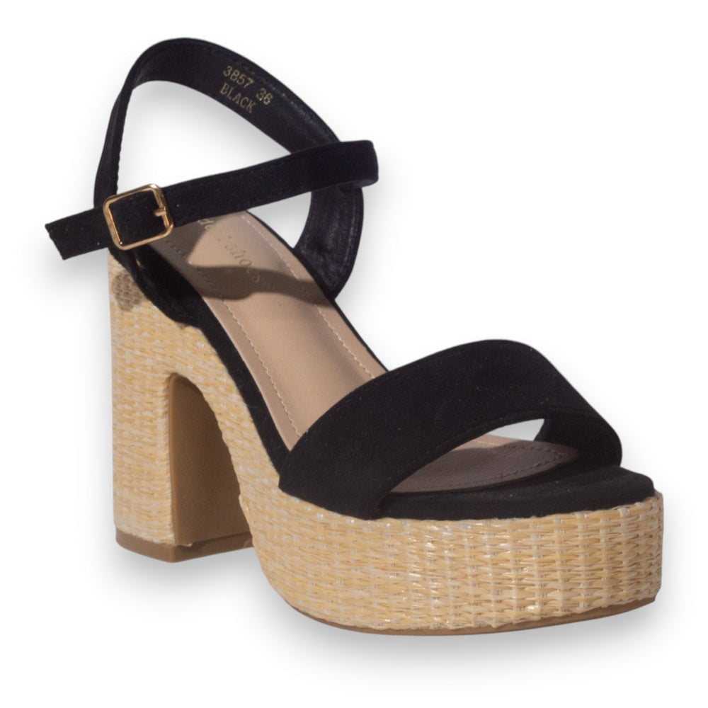 Europeon Union Women Black Chamois Wedges #5261