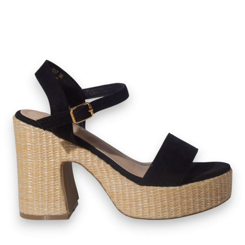 Europeon Union Women Black Chamois Wedges #5261