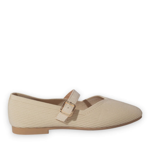 Europeon Union Women Beige Cloth Ballerina #5262