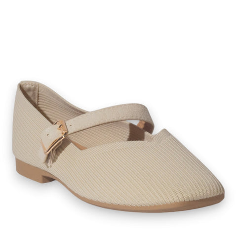 Europeon Union Women Beige Cloth Ballerina #5262