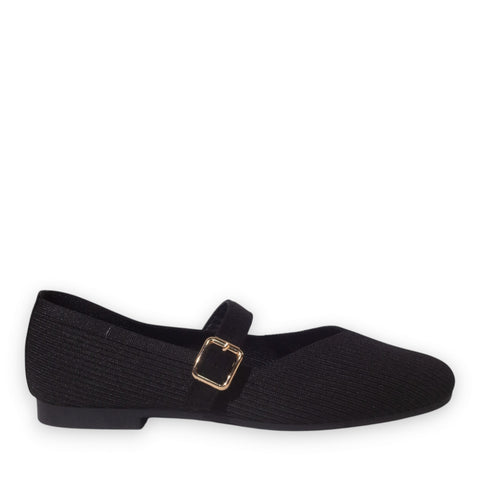 Europeon Union Women Black Cloth Ballerina #5263