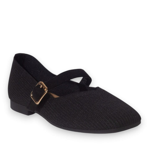 Europeon Union Women Black Cloth Ballerina #5263