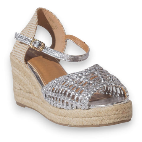 Europeon Union Women Silver Leather Wedges #5266