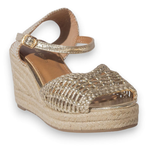 Europeon Union Women Gold Leather Wedges #5267