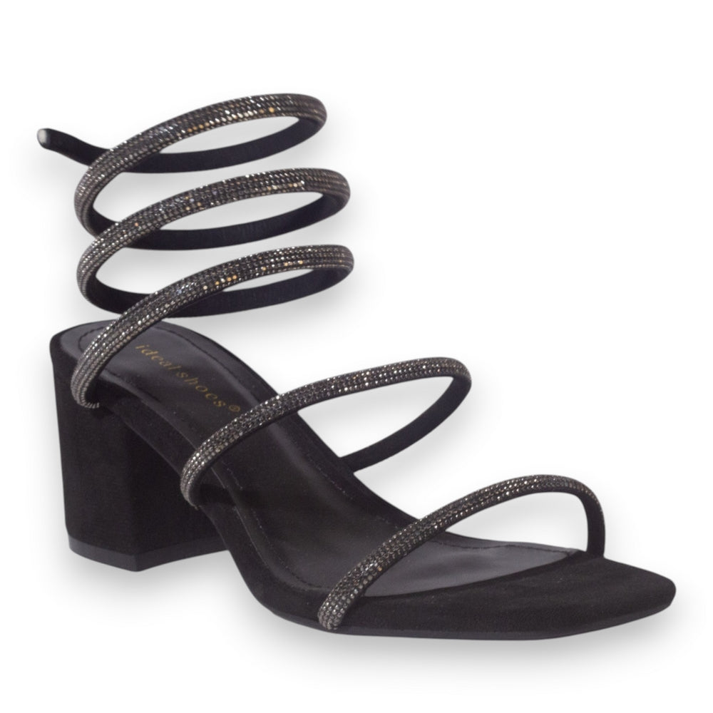 Europeon Union Women Black Glitter Heels #5270
