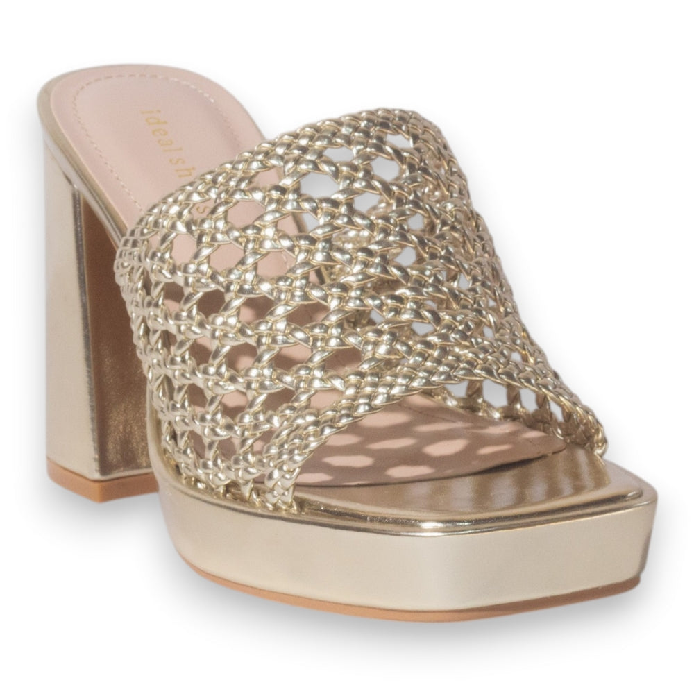 Europeon Union Women Gold Leather Wedges #5271