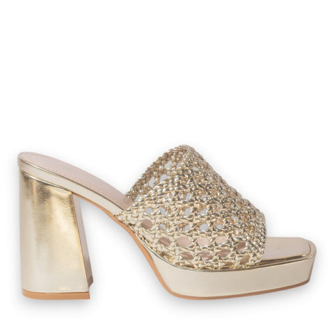 Europeon Union Women Gold Leather Wedges #5271