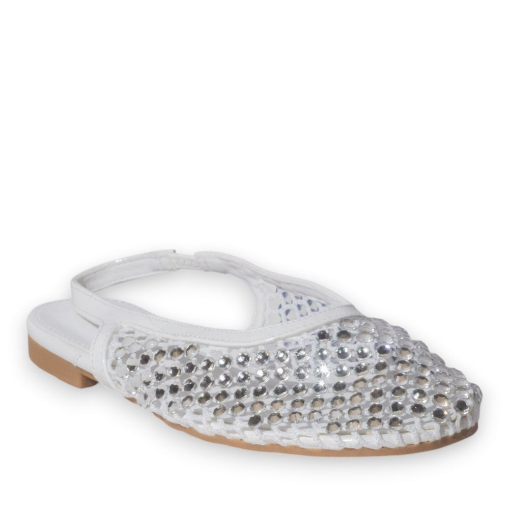 Europeon Union Women White Glitter Mules #5276