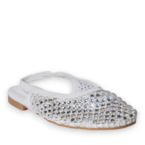 Europeon Union Women White Glitter Mules #5276