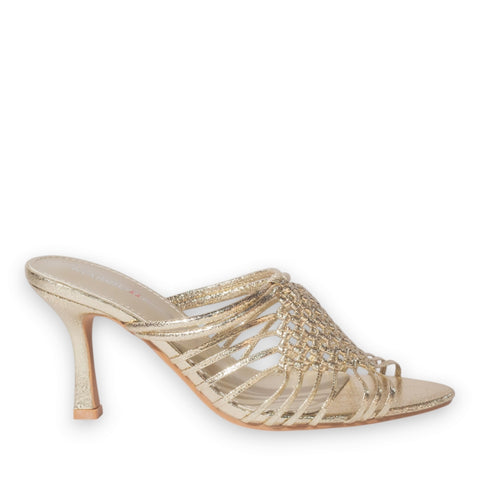 Europeon Union Women Gold Leather Heels #5286