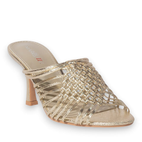 Europeon Union Women Gold Leather Heels #5286