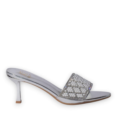 Europeon Union Women Silver Glitter Heels #5305