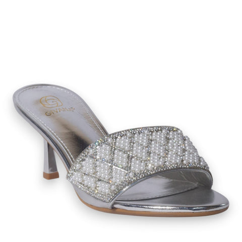 Europeon Union Women Silver Glitter Heels #5305