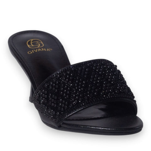 Europeon Union Women Black Glitter Heels #5306