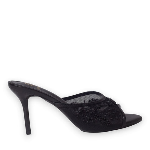 Europeon Union Women Black Cloth Heels #5308