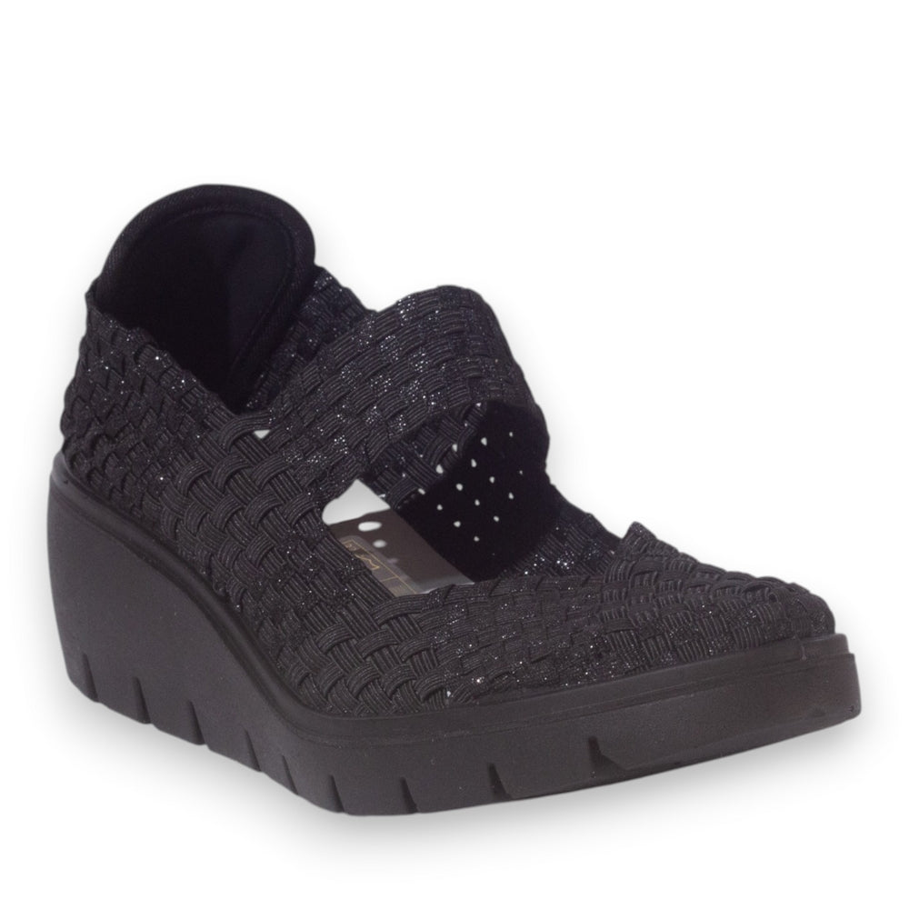 Italian Women Black Cloth Shoes #5328