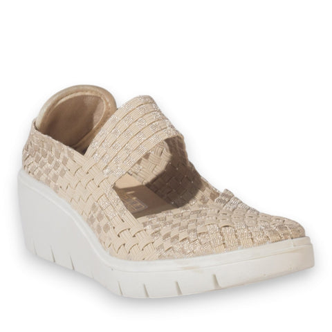 Italian Women Beige Cloth Shoes #5329
