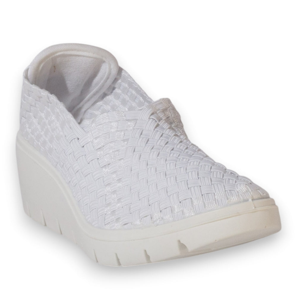 Italian Women White Cloth Shoes #5330