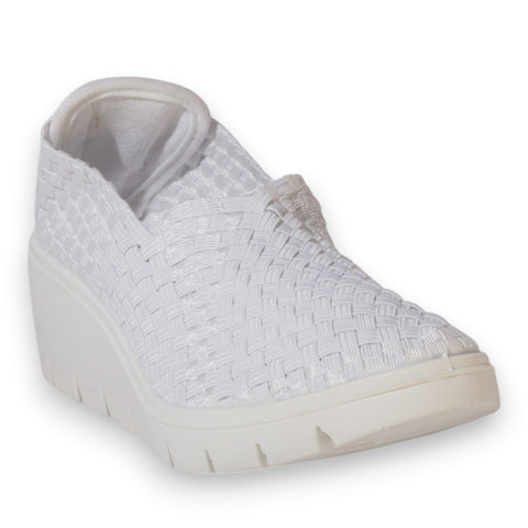 Italian Women White Cloth Shoes #5330