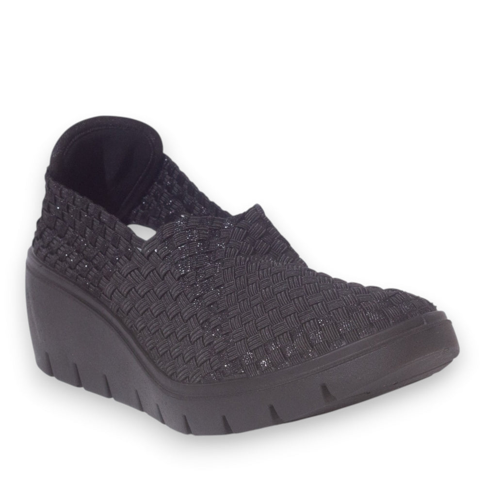 Italian Women Black Cloth Shoes #5331