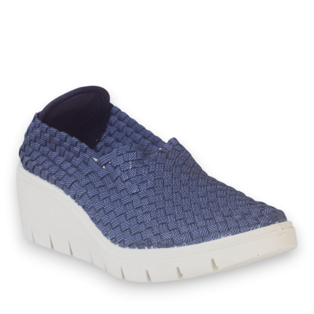 Italian Women Blue Cloth Shoes #5332