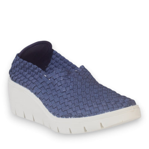 Italian Women Blue Cloth Shoes #5332