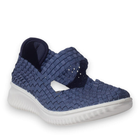 Italian Women Navy Cloth Shoes #5335