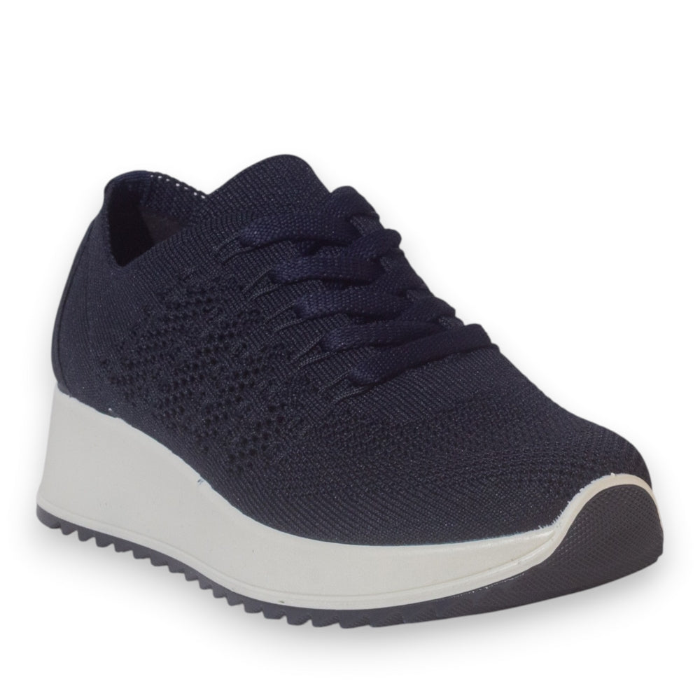 Italian Women Navy Cloth Shoes #5341