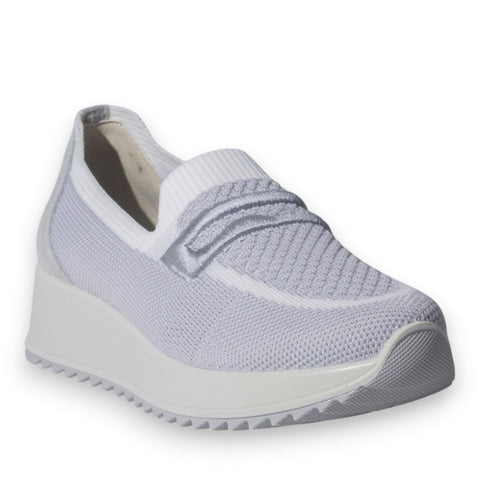 Italian Women Grey Cloth Shoes #5347