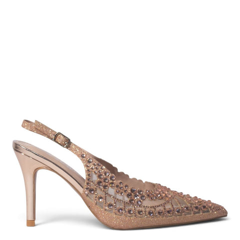 European Union Women Rose Gold Glitter Heels #5421