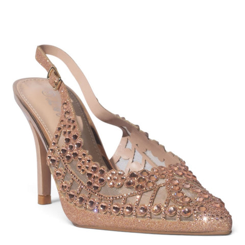 European Union Women Rose Gold Glitter Heels #5421