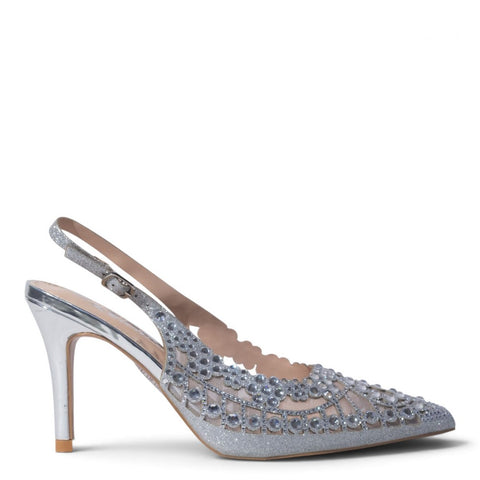 European Union Women Silver Glitter Heels #5422