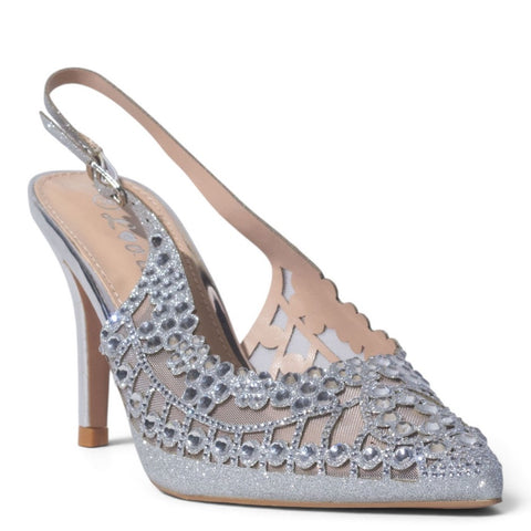 European Union Women Silver Glitter Heels #5422