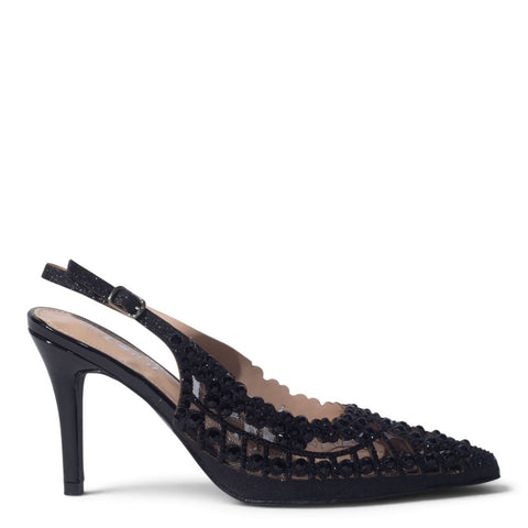 European Union Women Black Glitter Heels #5423