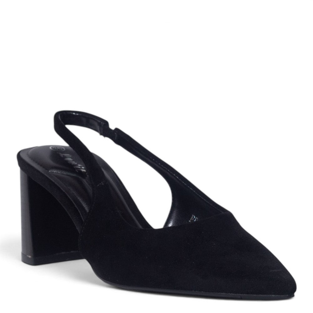 European Union Women Black Chamois Heels #5427