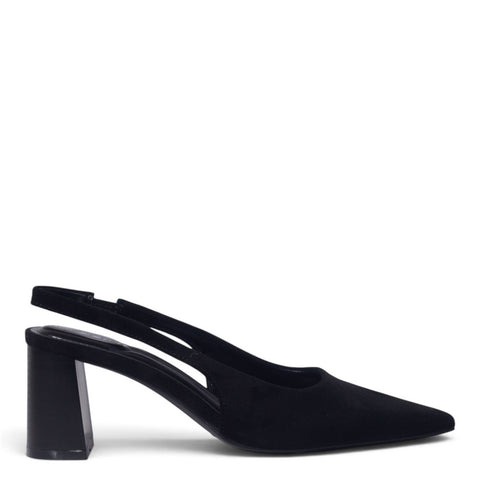 European Union Women Black Chamois Heels #5427