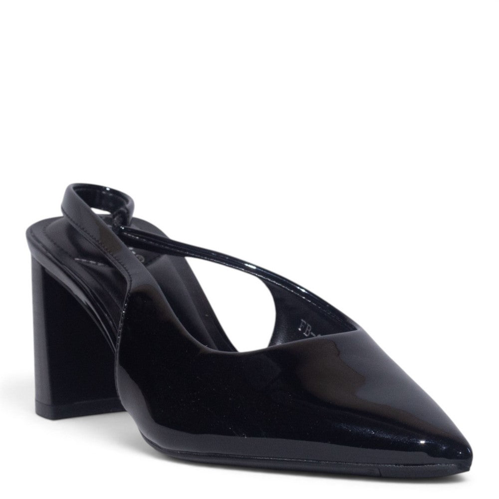 European Union Women Black Vernis Leather Heels #5429