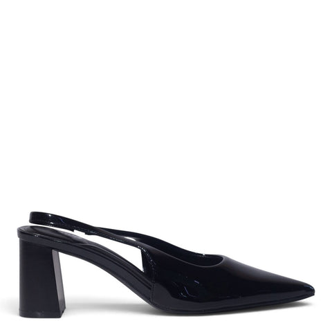 European Union Women Black Vernis Leather Heels #5429